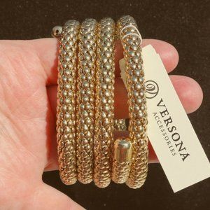 Ethnic Egyptian Goddess Revival Style Goldtone Bohemian Coil Statement Bracelet